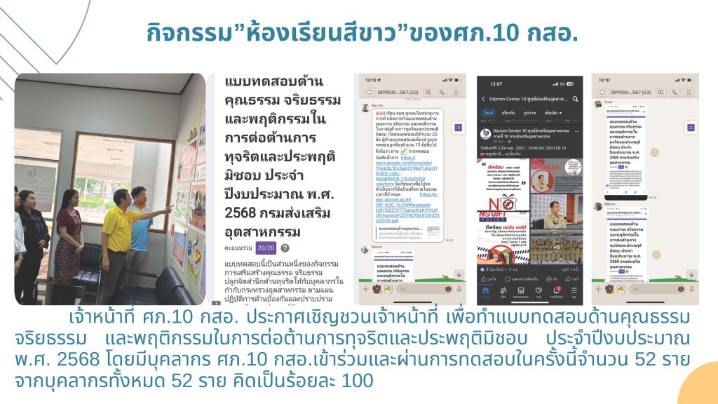 ศูนย์ส่งเสริมอุตสาหกรรมภาคที่ 10 กรมส่งเสริมอุตสาหกรรม ขอเผยแพร่องค์ความรู้และผลสำเร็จจากการดำเนินงานขับเคลื่อนองค์กรคุณธรรม ประจำปีงบประมาณ พ.ศ.2568