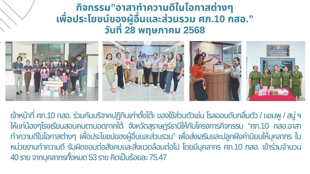 ศูนย์ส่งเสริมอุตสาหกรรมภาคที่ 10 กรมส่งเสริมอุตสาหกรรม ขอเผยแพร่องค์ความรู้และผลสำเร็จจากการดำเนินงานขับเคลื่อนองค์กรคุณธรรม ประจำปีงบประมาณ พ.ศ.2568